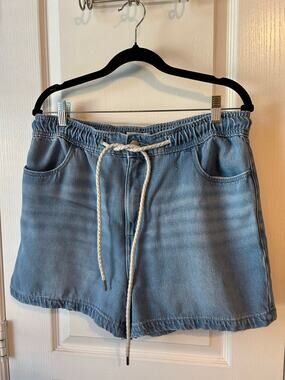 Loft Blue Denim Drawstring Shorts Large
